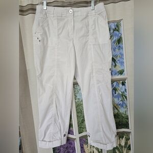 Chico's Lightweight Crop Cargo Pants w/ Side Pocket Eggshell White, Tag 1.5 M